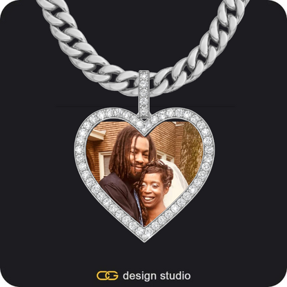 Custom Photo Pendant - Silver / Rectangle / Cuban (10mm),Custom Photo Pendant - Silver / Wings / Cuban (10mm),Custom Photo Pendant - Silver / Heart / Cuban (10mm),Custom Photo Pendant - Silver / Wings / Cuban (10mm)