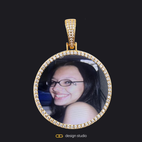 Custom Photo Pendant - Gold / Circle (4 cm) / Rope