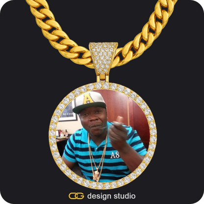 Custom Photo Pendant - Gold / Wings / Cuban (10mm),Custom Photo Pendant - Gold / Wings / Cuban (10mm),Custom Photo Pendant - Gold / Circle (4 cm) / Cuban (10mm)