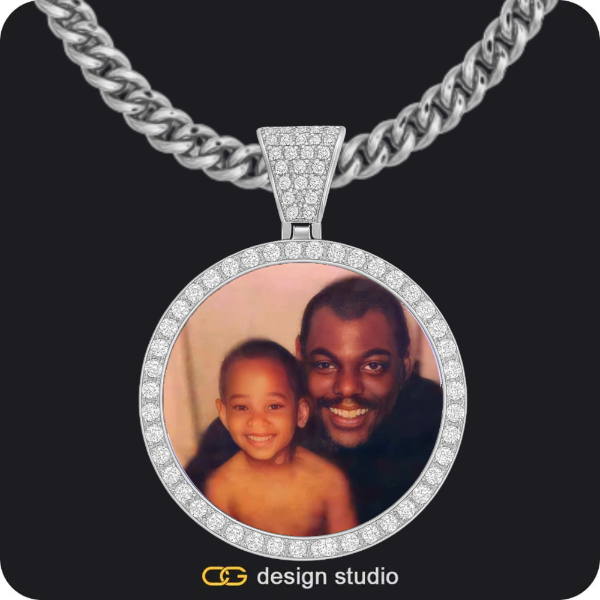 Custom Photo Pendant - Silver / Circle (4 cm) / Cuban (5mm)