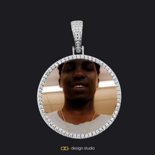 Custom Photo Pendant - Silver / Circle (4 cm) / Cuban (5mm)