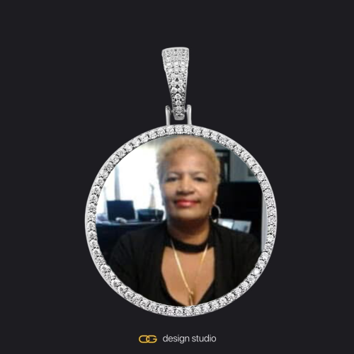 Clover Initial Necklace - K / 16 inch,Custom Photo Pendant - Silver / Circle (4 cm) / Cuban (5mm)