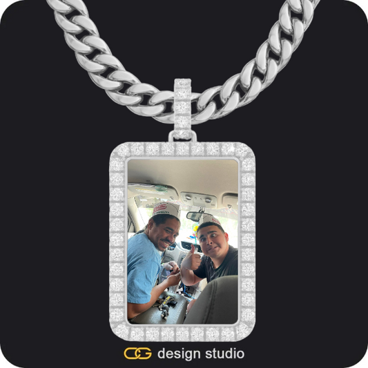 Custom Photo Pendant - Silver / Rectangle / Cuban (10mm)