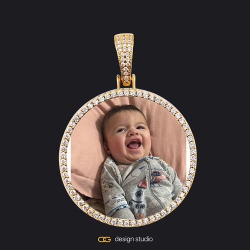 Custom Photo Pendant - Gold / Circle (3 cm) / Cuban (3mm)