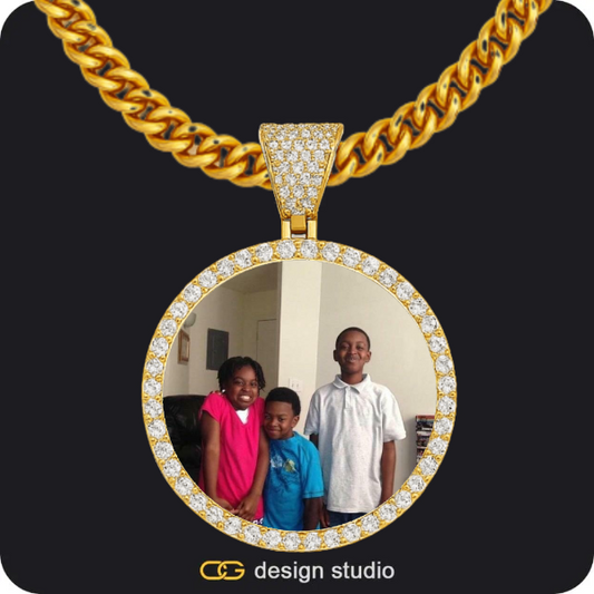 Custom Photo Pendant - Gold / Circle (4 cm) / Cuban (5mm)