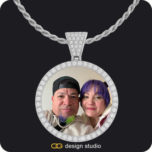Custom Photo Pendant - Silver / Circle (4 cm) / Rope