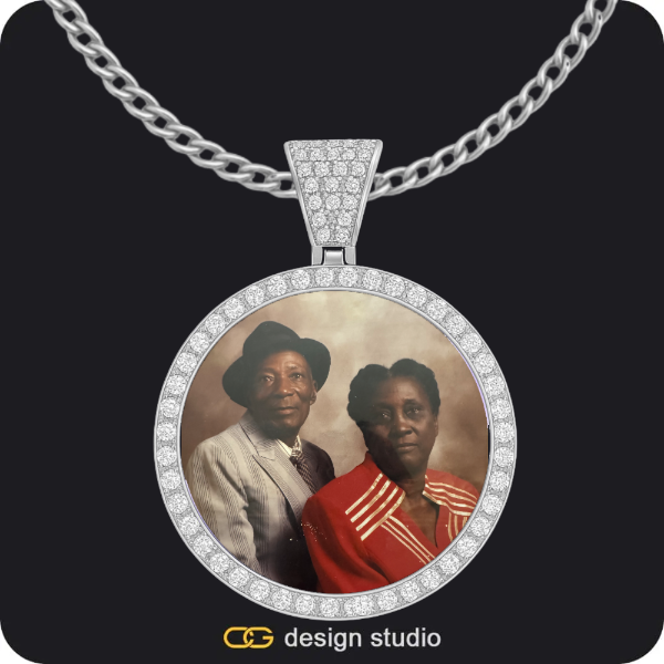 Custom Photo Pendant - Silver / Circle (4 cm) / Cuban (3mm)