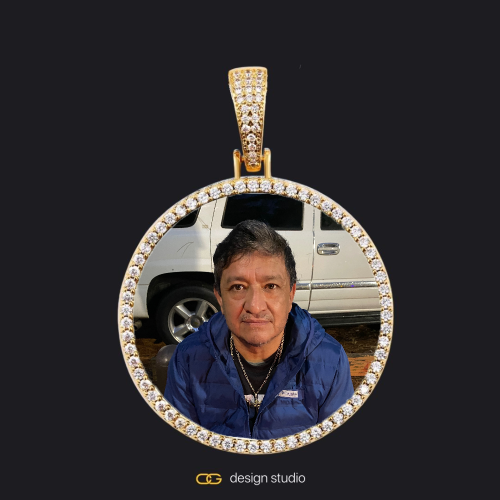 Custom Photo Pendant - Gold / Circle (4 cm) / Rope