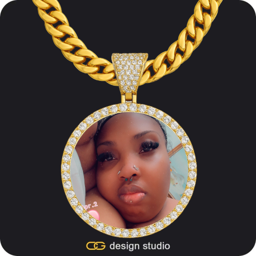 Custom Photo Pendant - Gold / Circle (4 cm) / Cuban (10mm)