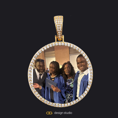 Custom Photo Pendant - Gold / Circle (4 cm) / Cuban (5mm)