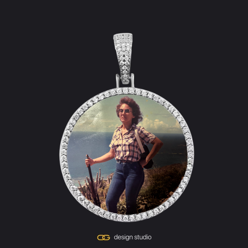 Custom Photo Pendant - Silver / Circle (3 cm) / Cuban (5mm)