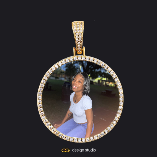 Custom Photo Pendant - Gold / Circle (4 cm) / Rope