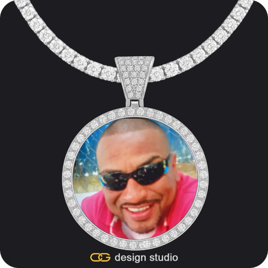 Custom Photo Pendant - Silver / Circle (4 cm) / Tennis