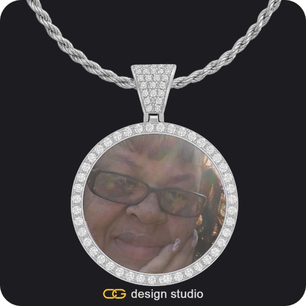 Custom Photo Pendant - Silver / Circle (4 cm) / Rope