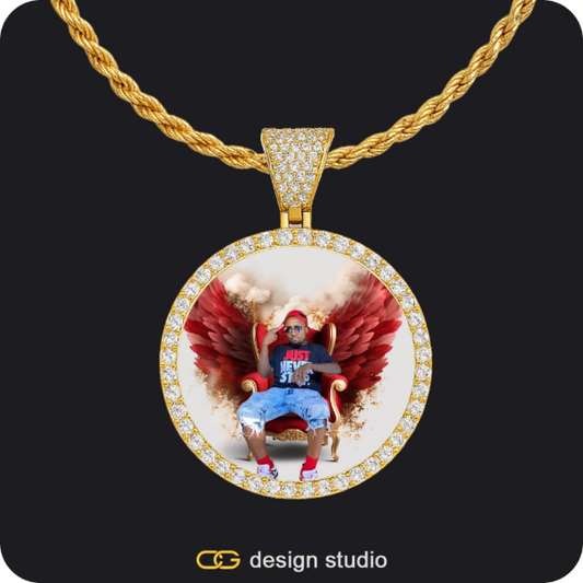 Custom Photo Pendant - Gold / Circle (3 cm) / Rope