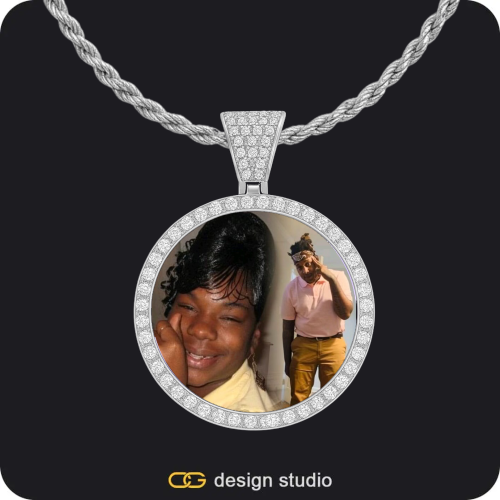 Custom Photo Pendant - Silver / Circle (3 cm) / Rope