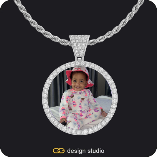 Custom Photo Pendant - Silver / Circle (3 cm) / Rope