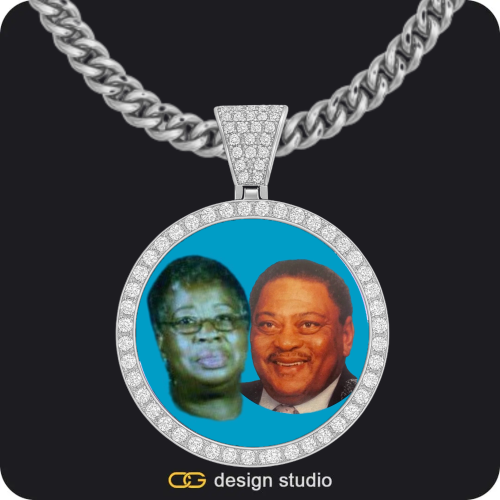 Varsity Engraved Necklace,Custom Photo Pendant - Silver / Circle (4 cm) / Cuban (5mm)