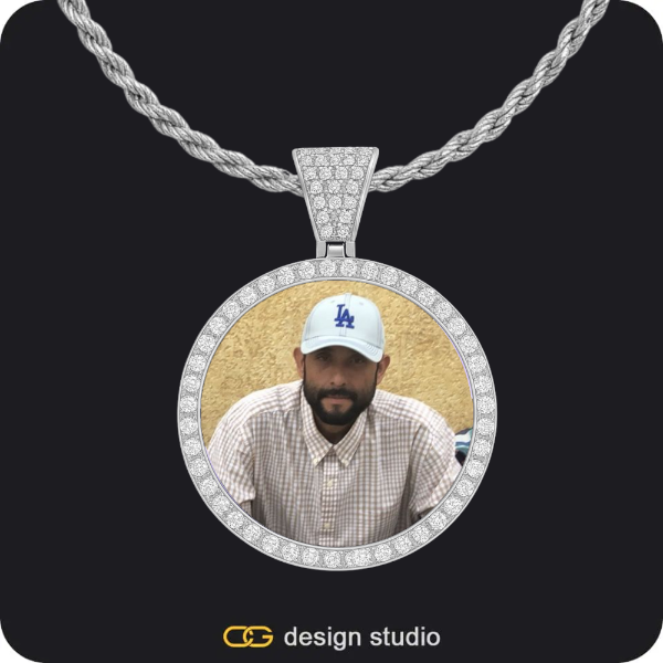 Custom Photo Pendant - Silver / Circle (3 cm) / Rope