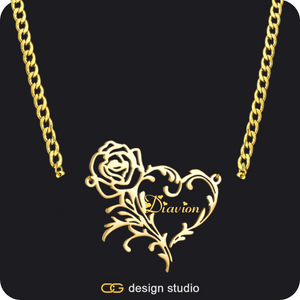 Grand victorian initial necklace - F / Silver,The Rose Petal Name Necklace - Gold,Item Personalization