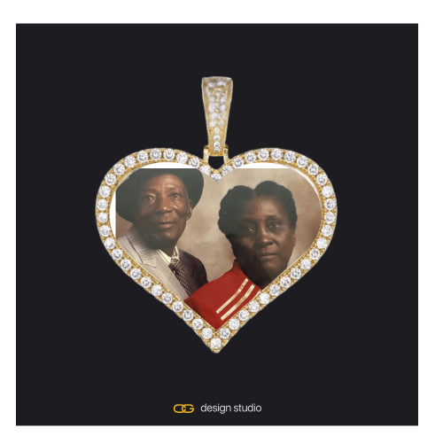 Custom Photo Pendant - Gold / Heart / Rope