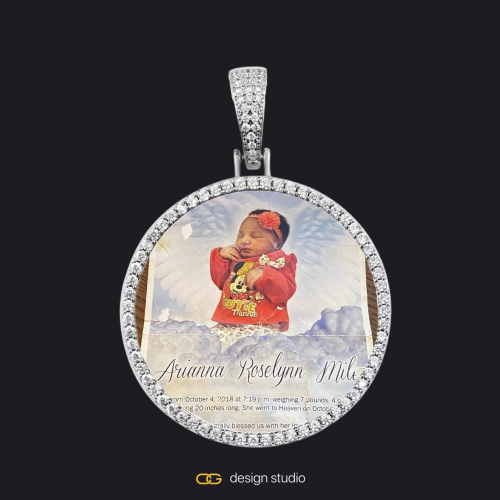 Custom Photo Pendant - Silver / Circle (3 cm) / Rope,Custom Photo Pendant - Silver / Circle (3 cm) / Rope