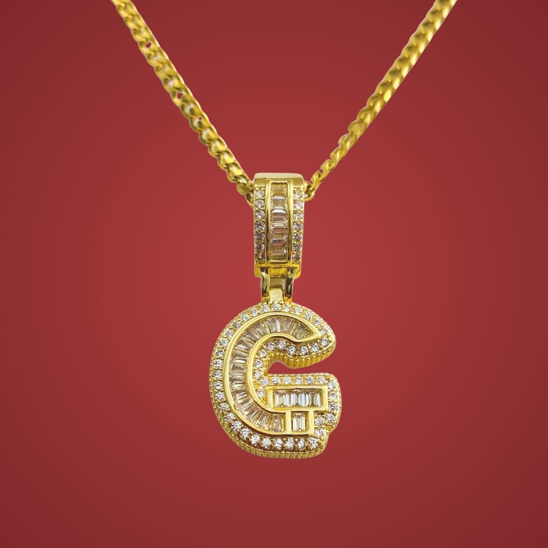Baguette Initial Necklace (Gold)