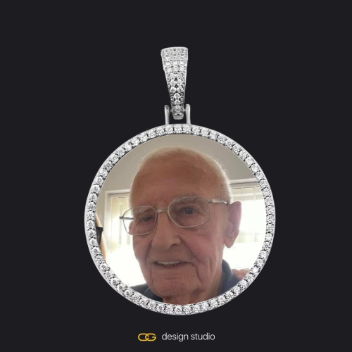 Custom Photo Pendant - Silver / Circle (4 cm) / Cuban (5mm)