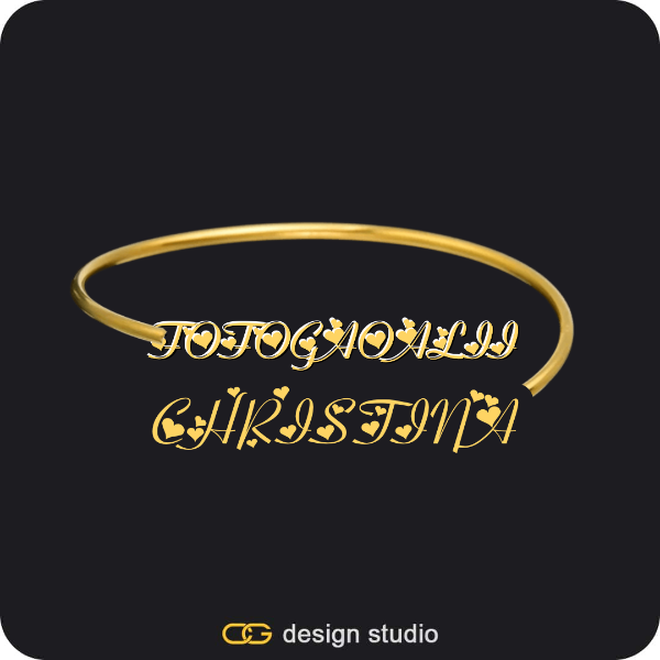 Custom Photo Pendant - Gold / Circle (4 cm) / Cuban (5mm),The Essential Name Bangle,The Essential Name Necklace: Double Loop