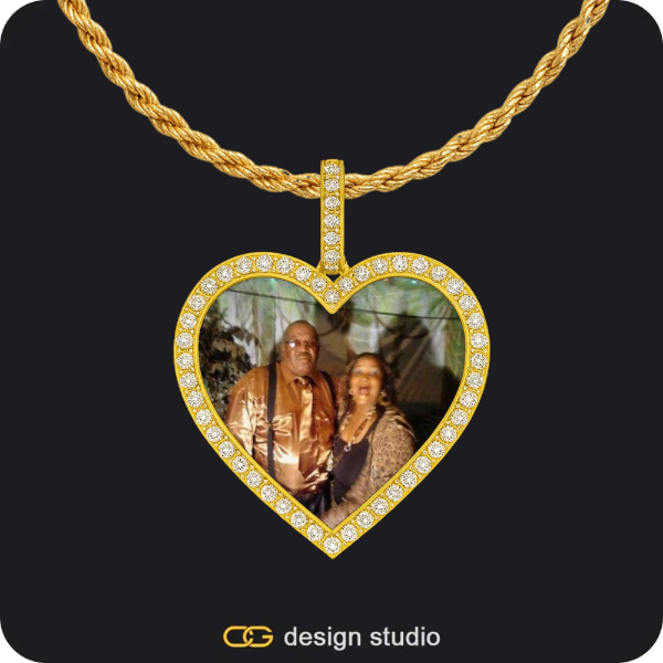 Custom Photo Pendant - Gold / Heart / Rope
