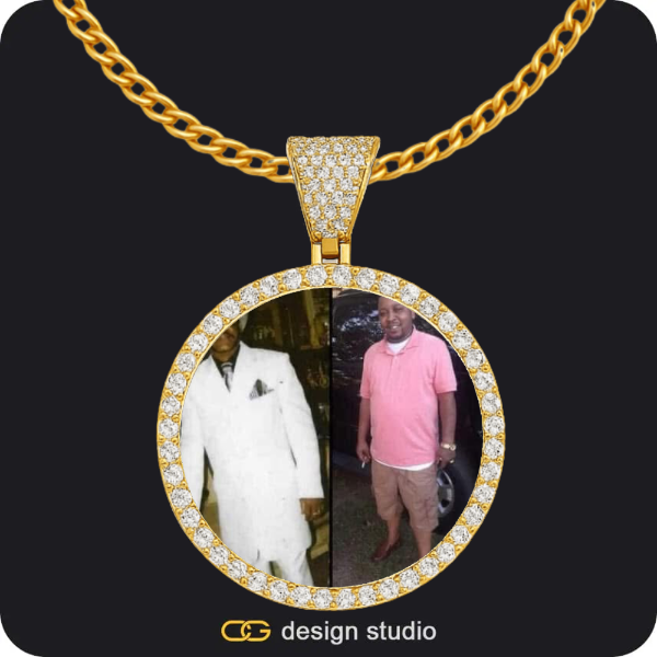 Custom Photo Pendant - Gold / Circle (4 cm) / Cuban (3mm)