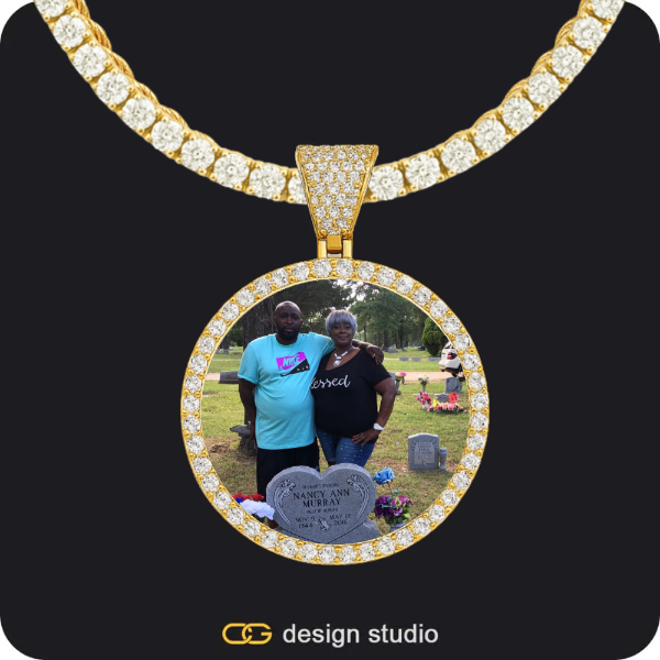 Custom Photo Pendant - Gold / Circle (3 cm) / Rope
