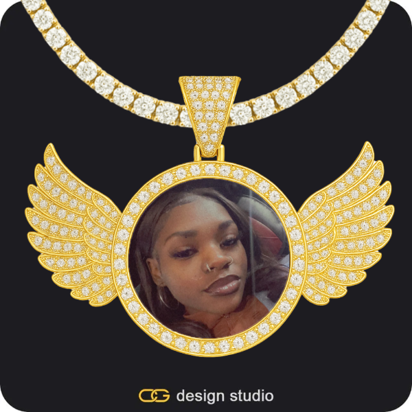 Custom Photo Pendant - Gold / Wings / Tennis