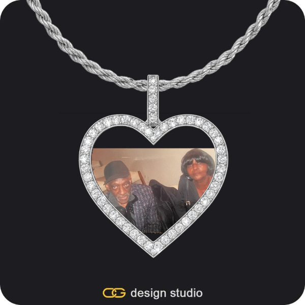 Custom Photo Pendant - Silver / Circle (3 cm) / Rope,Custom Photo Pendant - Silver / Heart / Rope