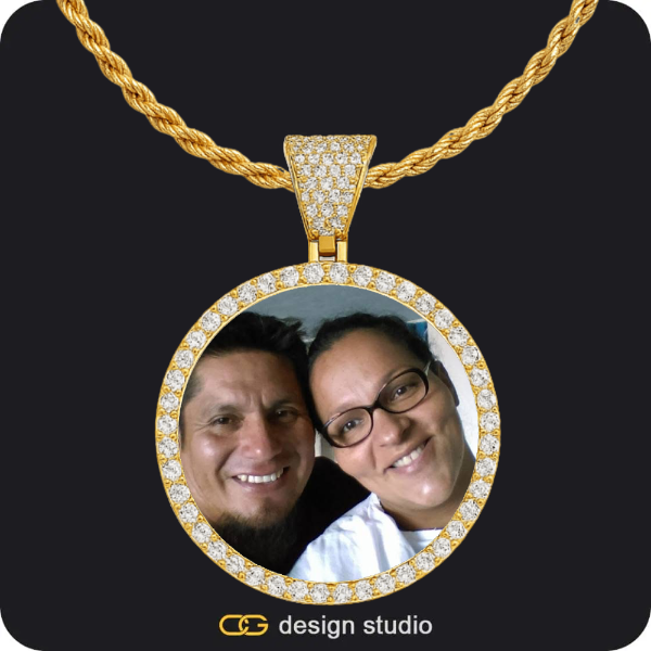 Custom Photo Pendant - Gold / Circle (4 cm) / Rope