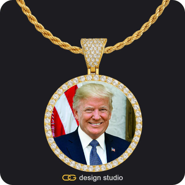 Custom Photo Pendant - Gold / Circle (4 cm) / Rope