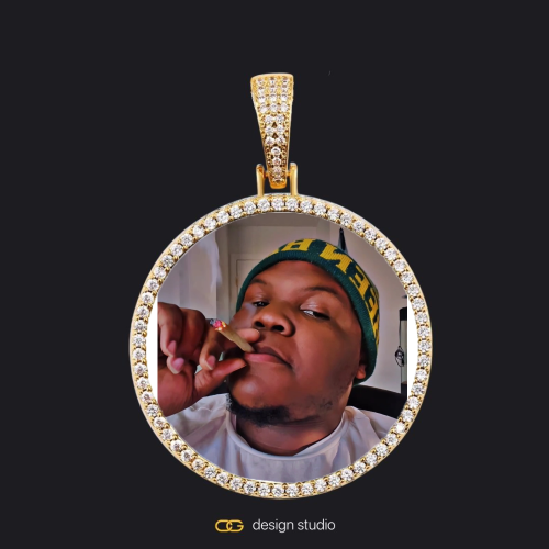 Custom Photo Pendant - Gold / Circle (4 cm) / Rope