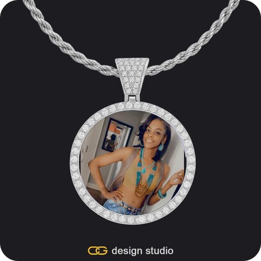 Custom Photo Pendant - Silver / Circle (3 cm) / Rope