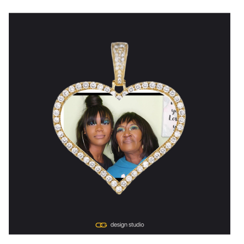 Custom Photo Pendant - Gold / Heart / Rope