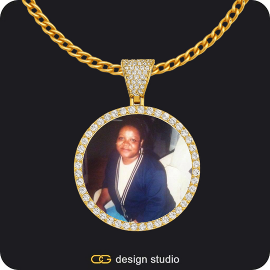 Custom Photo Pendant - Gold / Circle (3 cm) / Cuban (3mm)