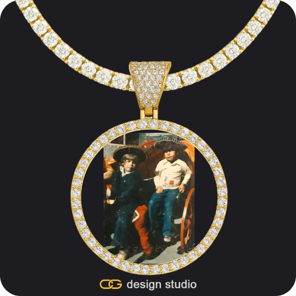 Custom Photo Pendant - Gold / Circle (4 cm) / Tennis