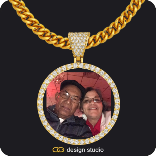 Custom Photo Pendant - Gold / Circle (4 cm) / Cuban (5mm)
