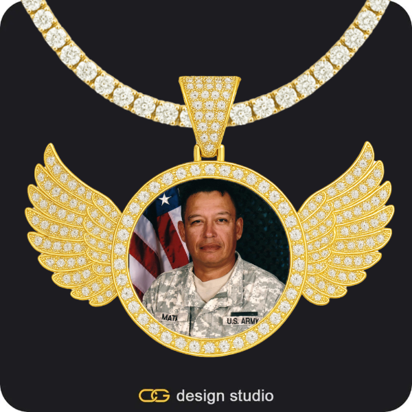 Custom Photo Pendant - Gold / Wings / Tennis