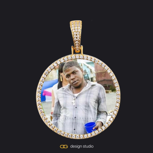 Custom Photo Pendant - Gold / Circle (4 cm) / Cuban (10mm)