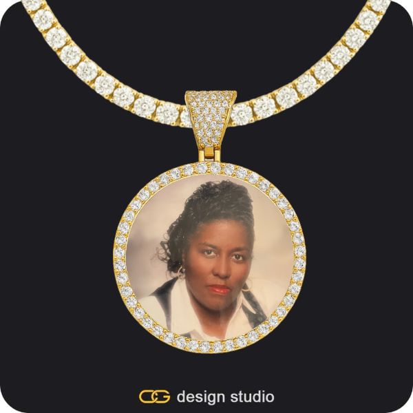 Custom Photo Pendant - Gold / Circle (3 cm) / Tennis