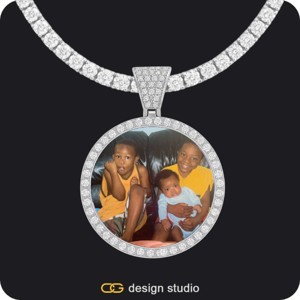 Custom Photo Pendant - Silver / Circle (3 cm) / Tennis