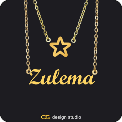 Custom Photo Pendant - Gold / Circle (4 cm) / Rope,The Essential Name Necklace: Double Layer