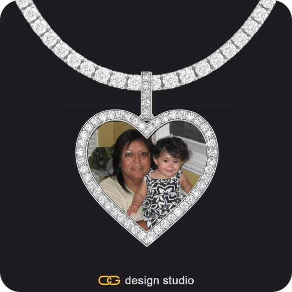 Custom Photo Pendant - Silver / Heart / Tennis