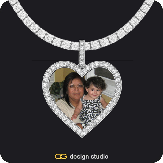 Custom Photo Pendant - Silver / Heart / Tennis