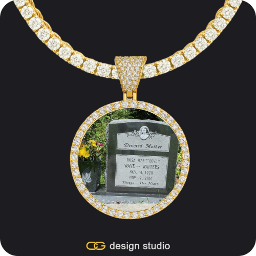 Clover Initial Necklace - K / 18 inch,Custom Photo Pendant - Gold / Circle (3 cm) / Rope